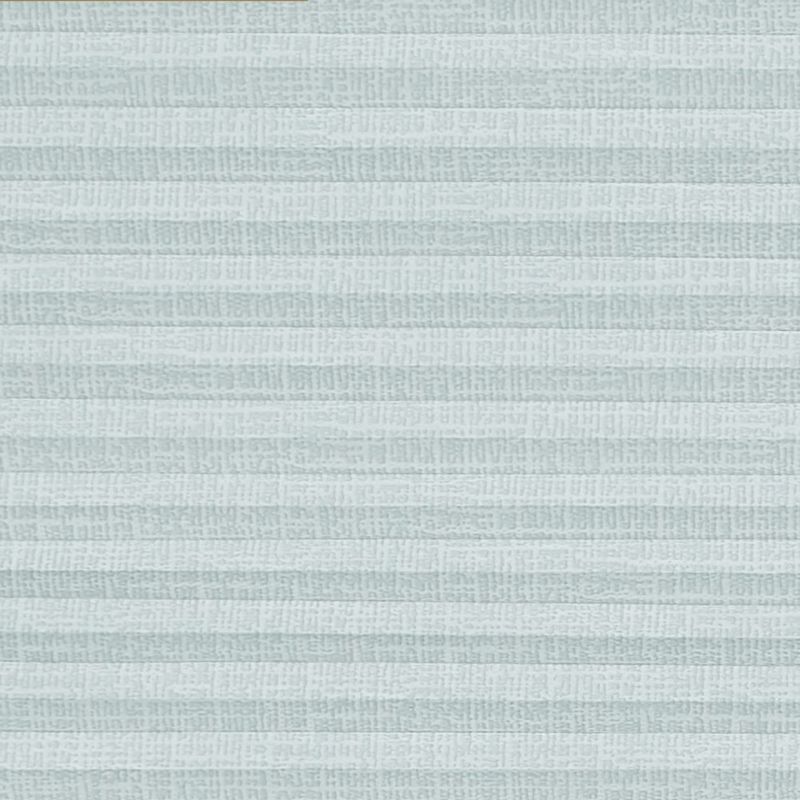 Pleated cellular shade, fully lowered and filtering soft daylight; pale blue-gray fabric with subtle horizontal ribbing across a neutral interior, no visible window or view.