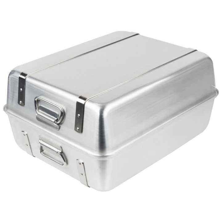 23 ¼-quart Wear-Ever® aluminum double roaster set with chrome-plated straps