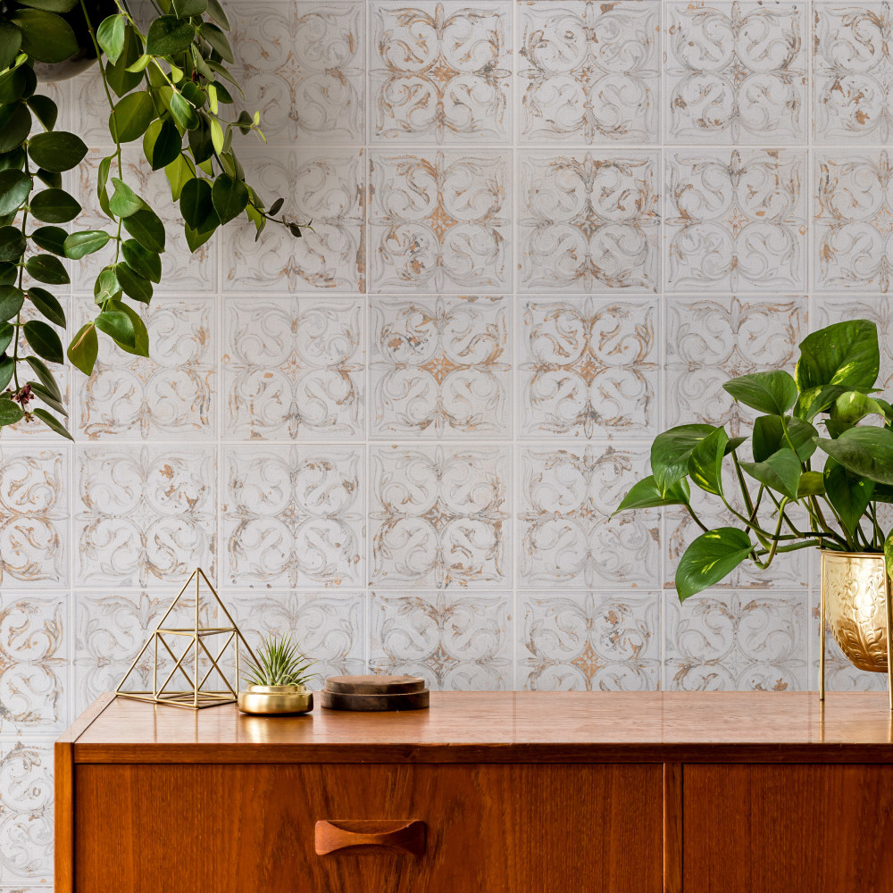 Antigua Lis White 13 in. x 13 in. Porcelain Wall Tile