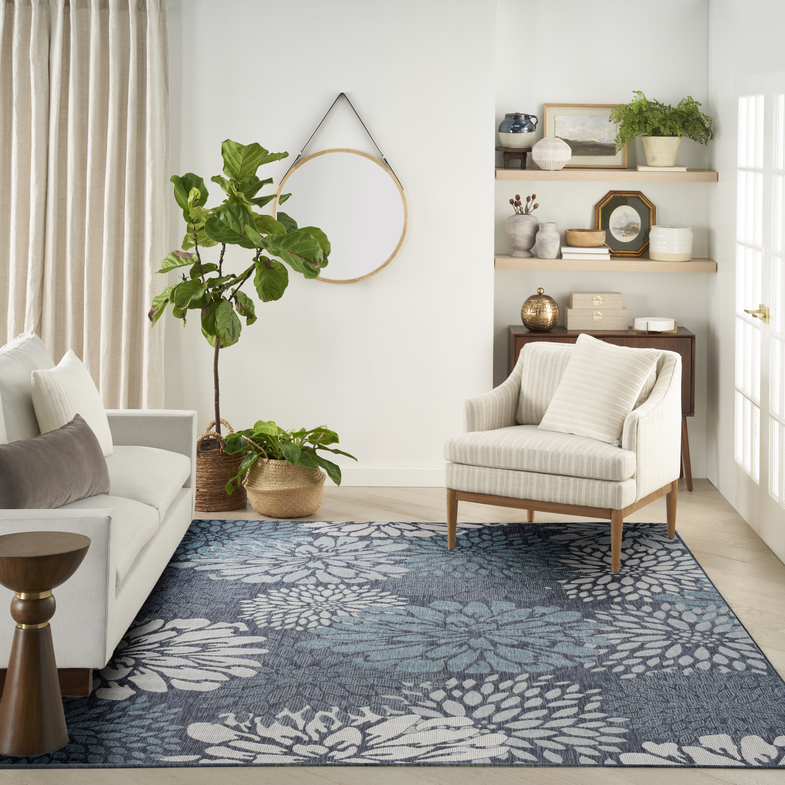 Nourison Garden Oasis 9' x 12' Navy Tropical Rug