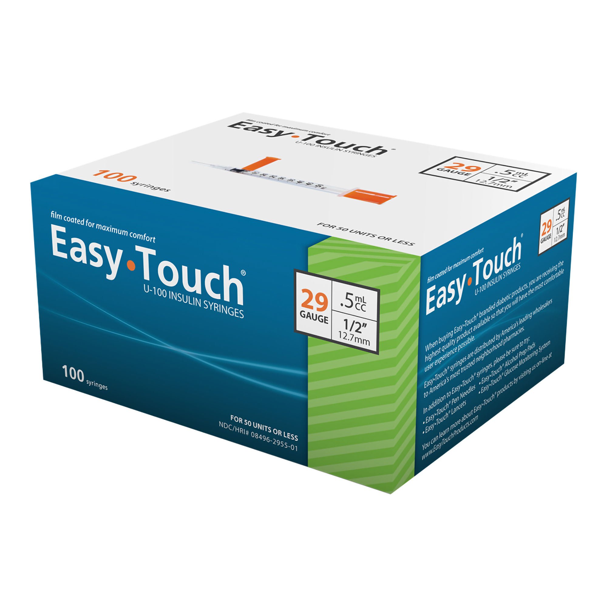 MHC Medical SYRINGE/NDL, EASY TOUCH .5CC 29GX1/2" (100/BX 5BX/CS)