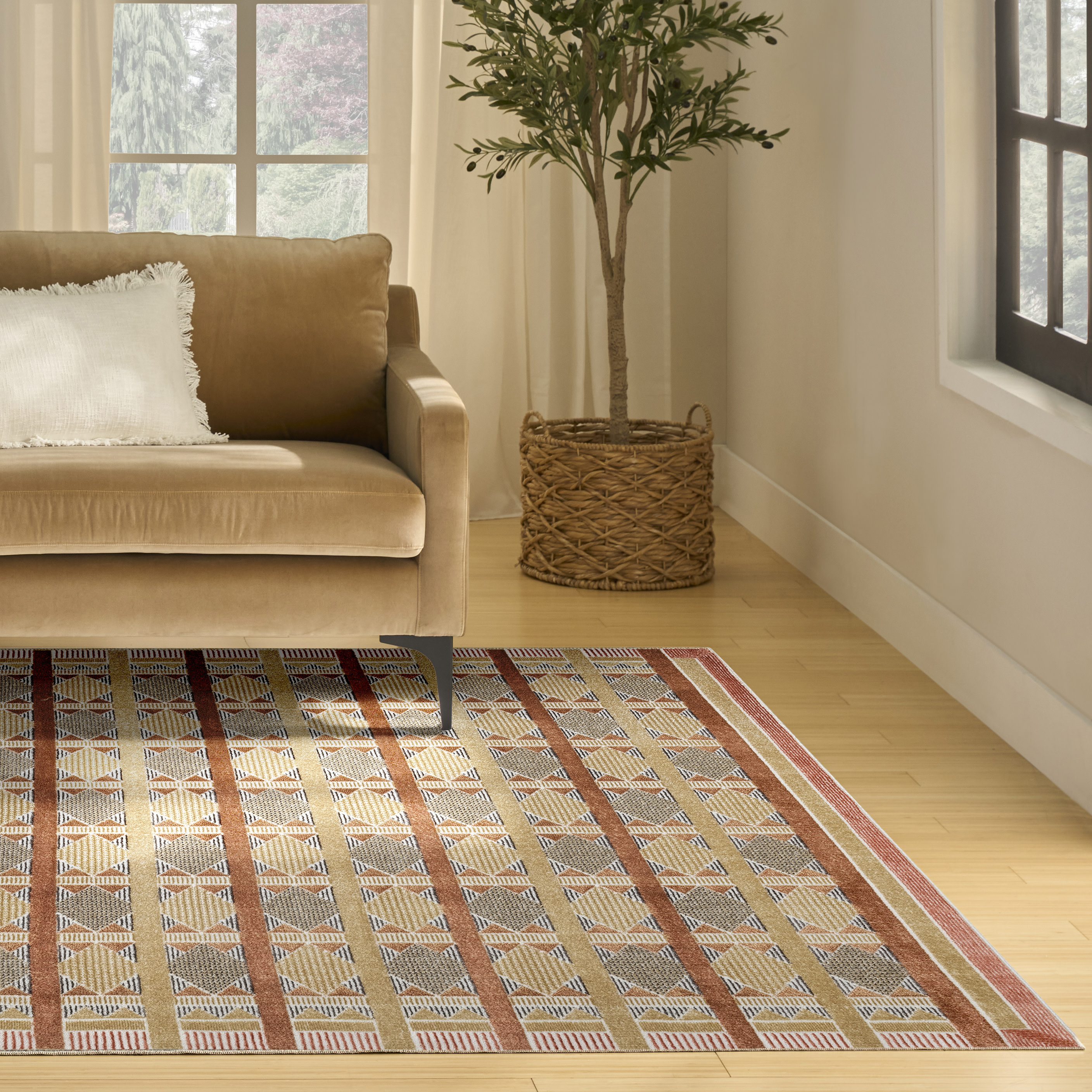 Nourison Nordic 8' x 10' Rust Multicolor Modern Indoor Rug