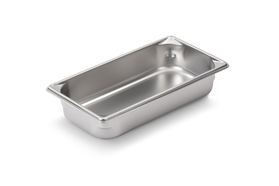 Third-size 2 ½-inch-deep Super Pan V® stainless steel steam table pan