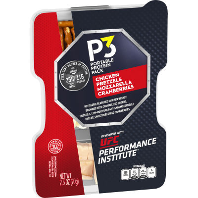 P3 Portable Protein Pack Chicken, Pretzels, Mozzarella Cranberries in Partnership with UFC Performance Institute, 2.5 oz Tray
