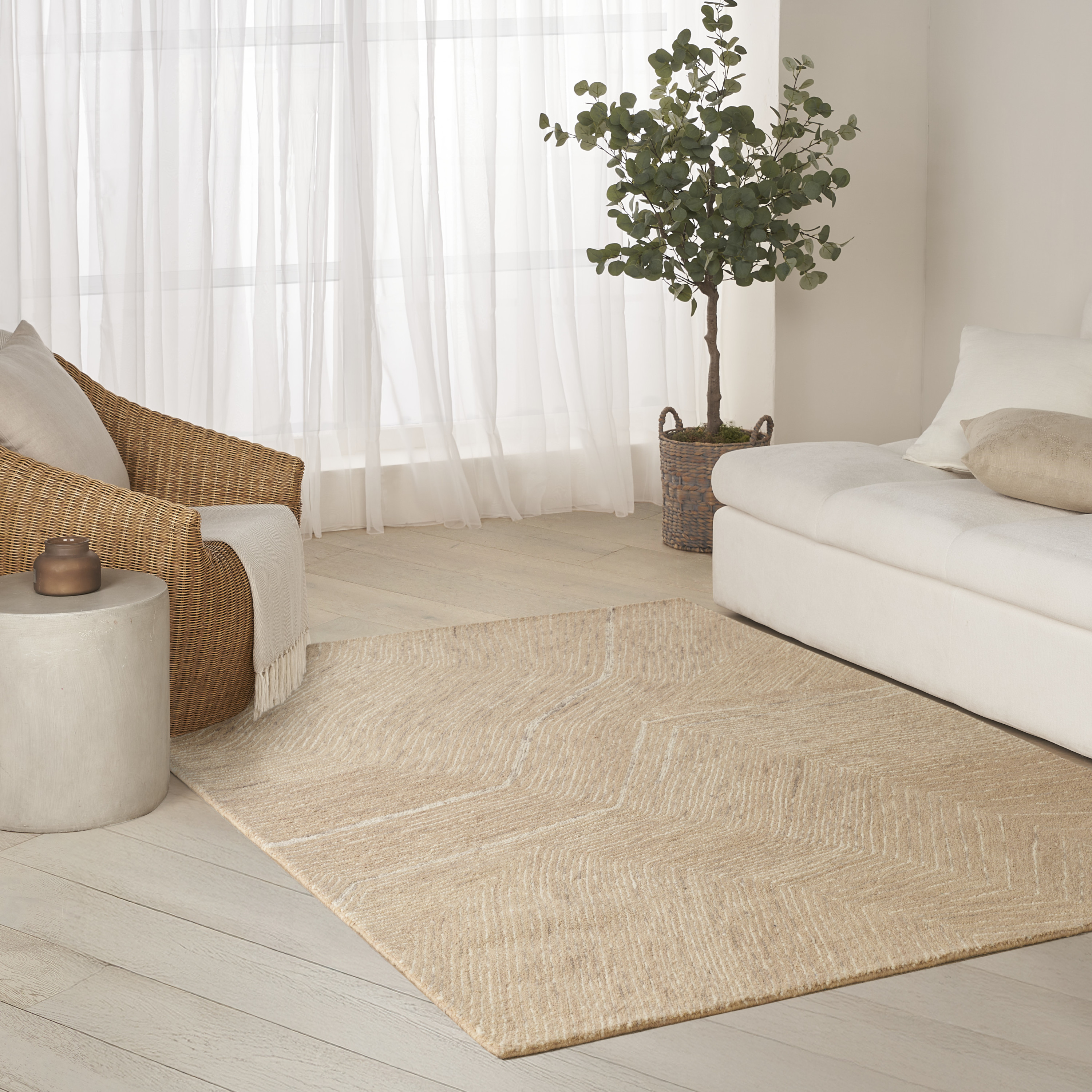 DKNY Pure Angles 3'9" x 5'9" Camel Modern Indoor Rug