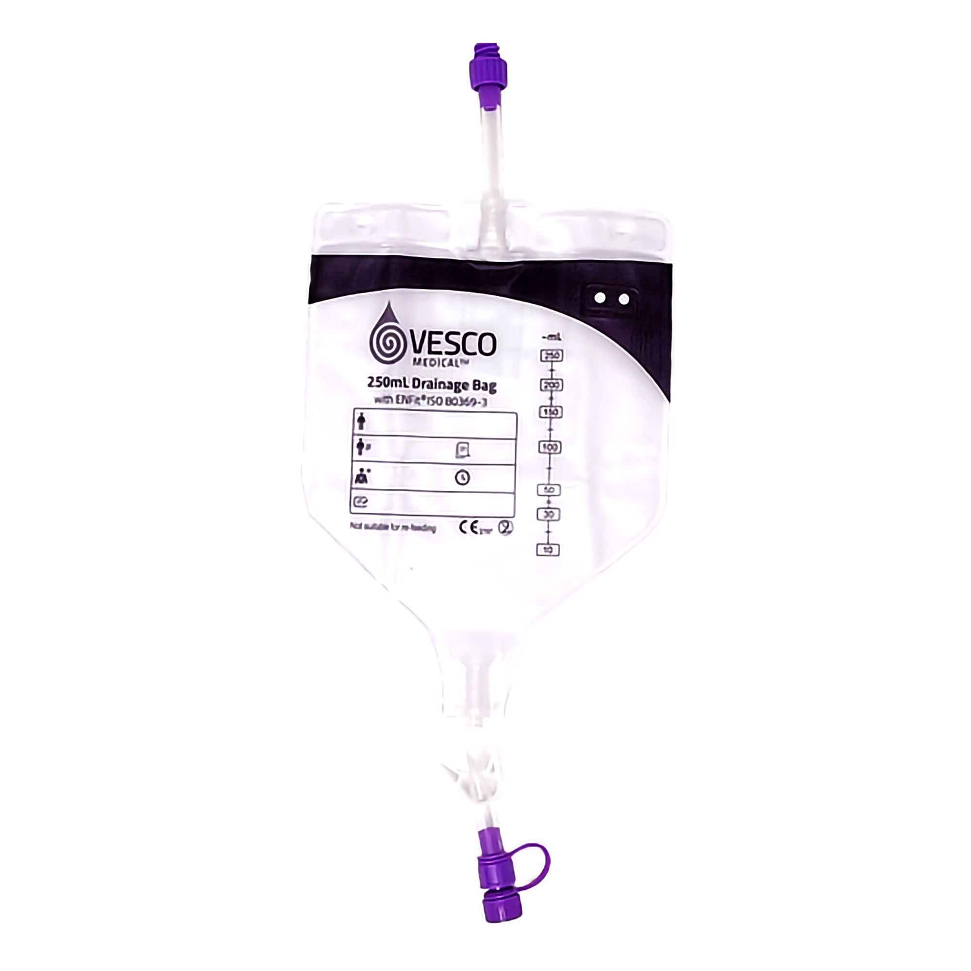 Vesco Medical BAG, DRAINAGE ENT W/ENFIT 30" 75CM TUBING STR 250ML (30/CS)