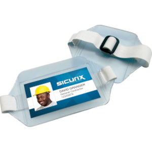 Armband Badge Holders Elastic Strap, Horizontal, Clear, Pack of 12