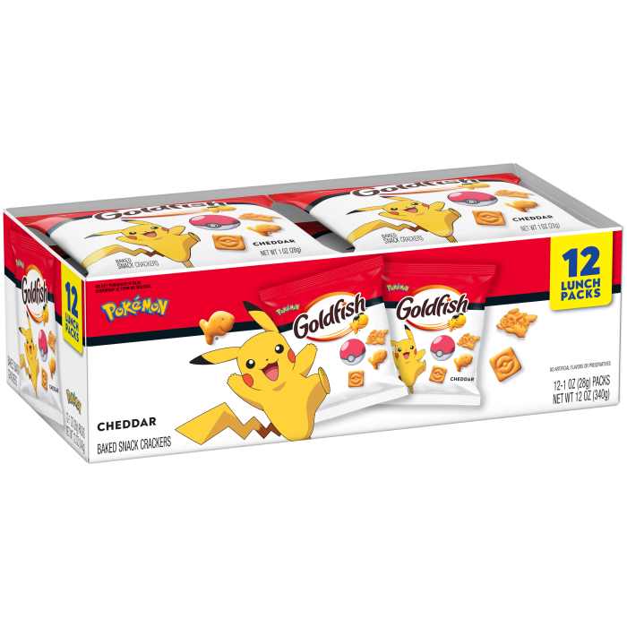 Goldfish® Pokémon Cheddar Baked Snack Crackers, 12 count box, 1 oz, bag - Left Angle Image