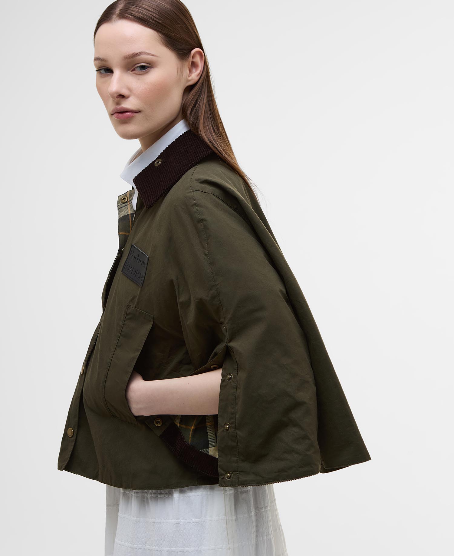Barbour x ERDEM Reversible Clover Showerproof Trapeze Jacket image number 4