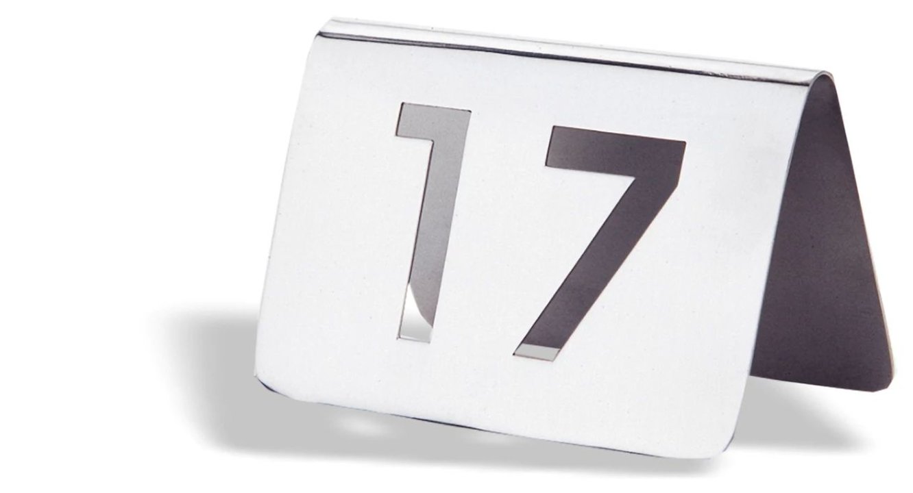 Número de mesa "18" de acero inoxidable