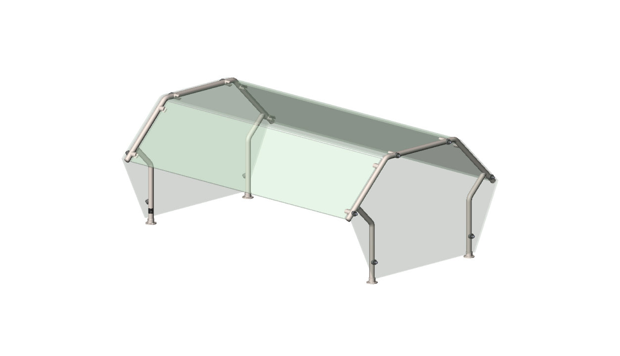 45-inch-wide Single-Sided 4-Series NSF Contemporary Buffet Breath Guards for Stainless Steel Countertops with Top Shelf 3 Well or 3 Pan