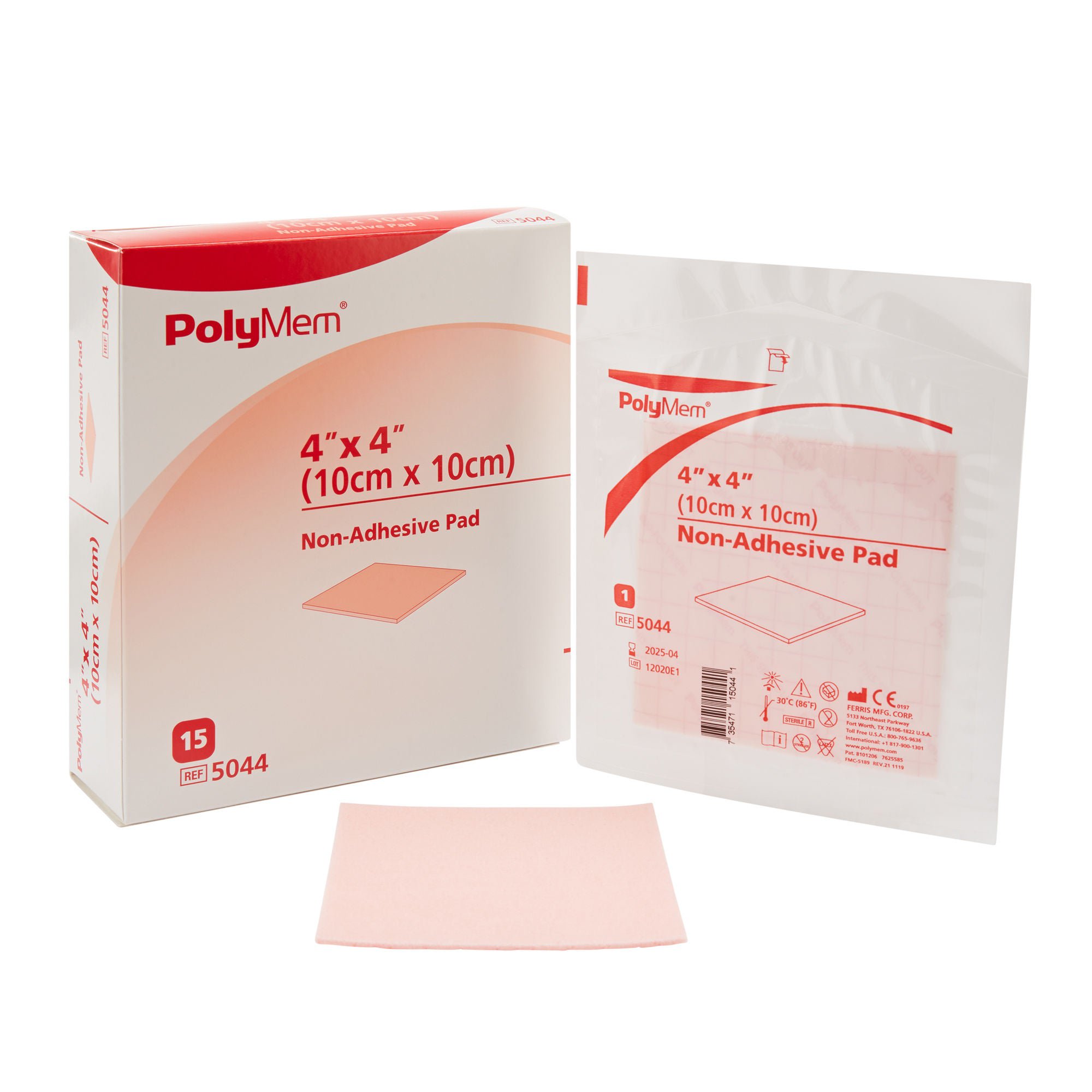 PolyMem Foam Dressing Nonadhesive Without Border, 4 x 4 Inch