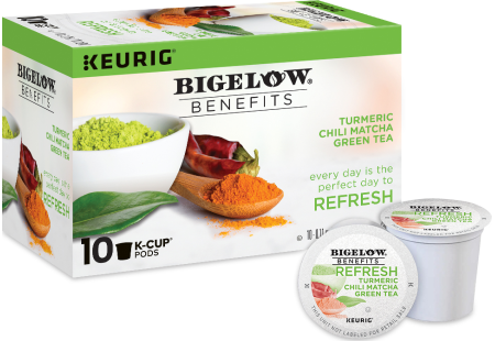 Benefits Turmeric Chili Matcha Green Tea K-Cups  - Case of 6 boxes - total of 60 k-cups