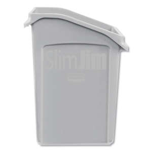 Rubbermaid Commercial, Slim Jim, Under Counter, 23 gal, Resin, Gray, Rectangle, Receptacle