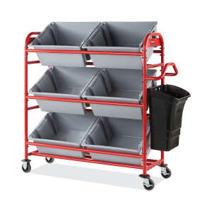 Rubbermaid Commercial, Tote Picking Cart with Angled Shelves, Red