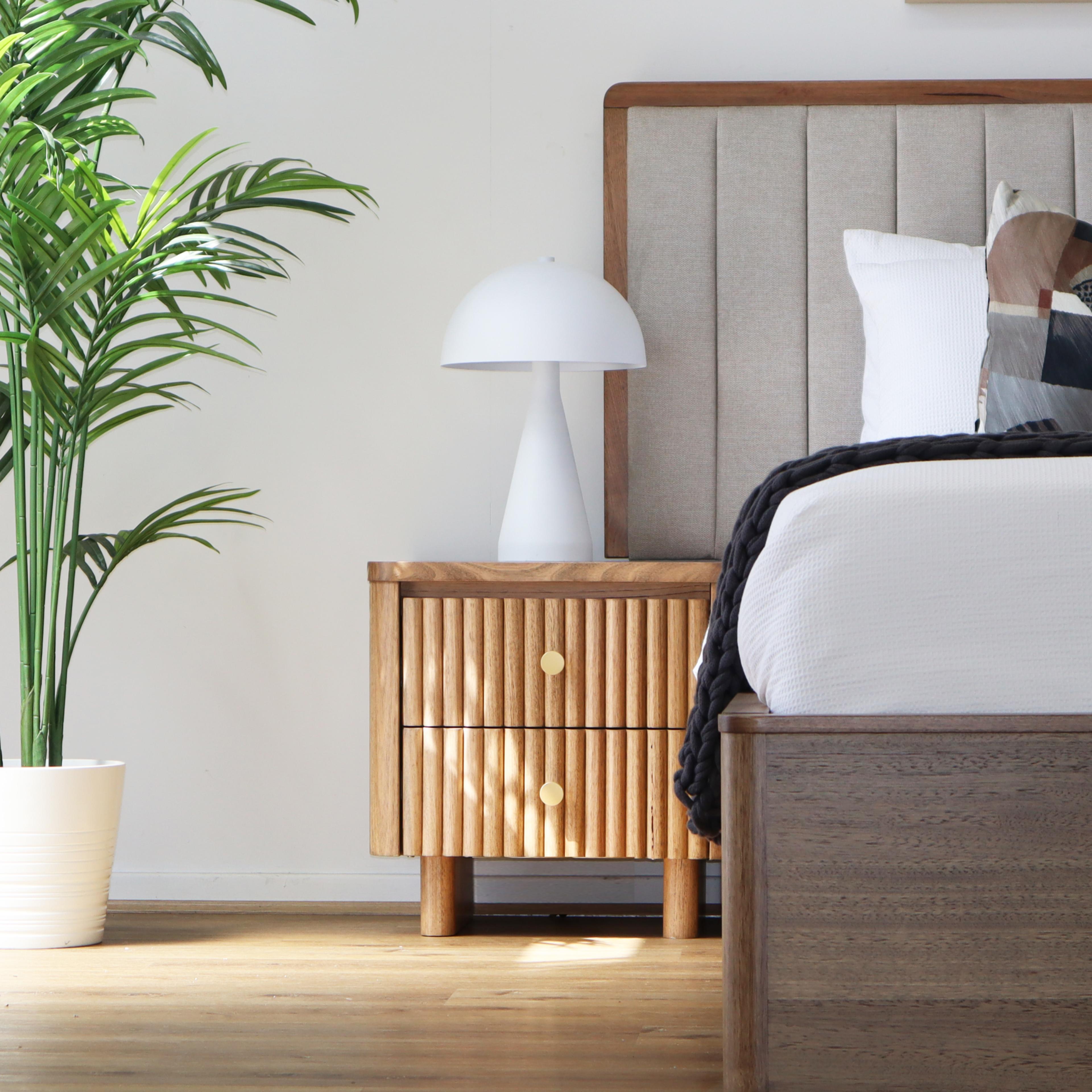 Lifestyle image of the  Clifton Bed Frame, Gas Lift Base, Smoked Oak from Forty Winks
