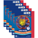Tru-Ray&reg; Construction Paper, Heavyweight, Holiday Red, 9" x 12", 50 Sheets Per Pack, 5 Packs PAC102993-5