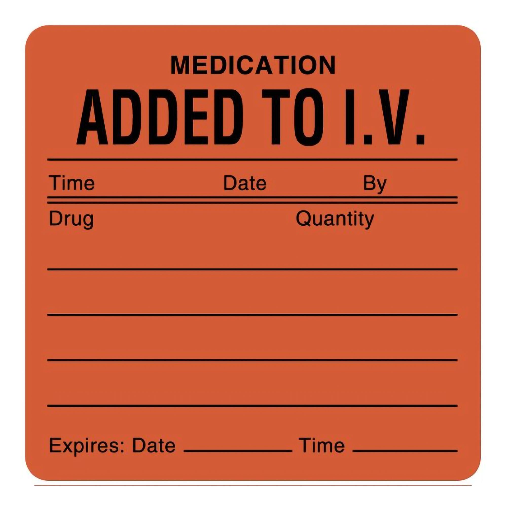 UAL™ Pre-Printed "Medication Added to I.V." Label, 2.5 x 2.5 Inch