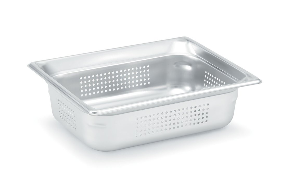 Half-size 4-inch-deep Super Pan 3® stainless steel perforated steam table pan