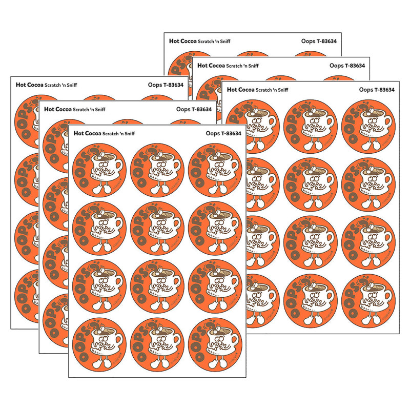 Oops/Hot Cocoa Scent Retro Scratch 'n Sniff Stinky Stickers®, 24 Per Pack, 6 Packs
