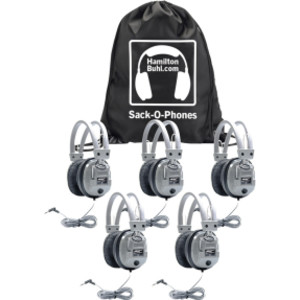 Sack-O-Phones, 5 SC7V Deluxe Headphones with Volume Control in a Carry Bag