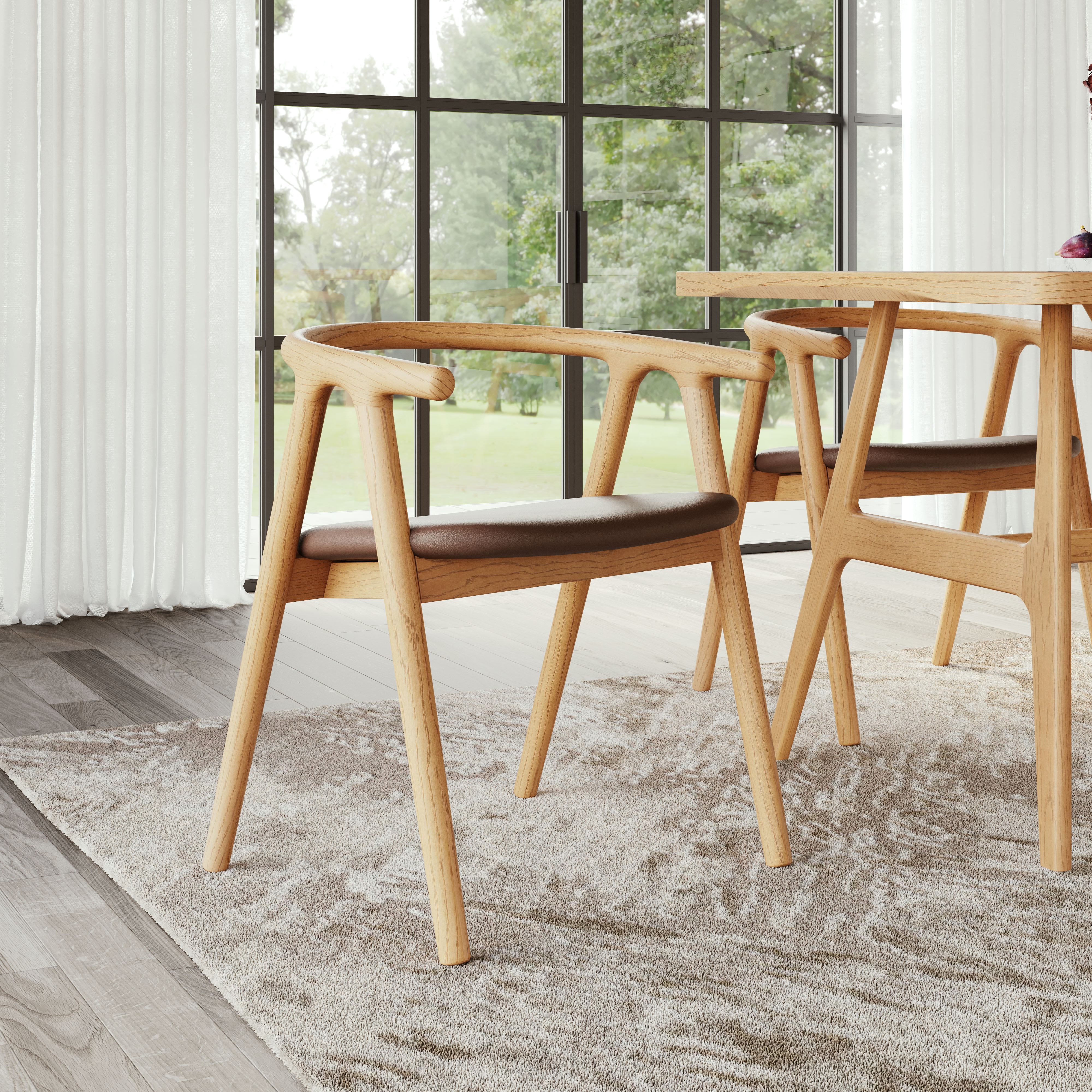 Peker Dining Chair (Set of 2) Brown & Natural product image
