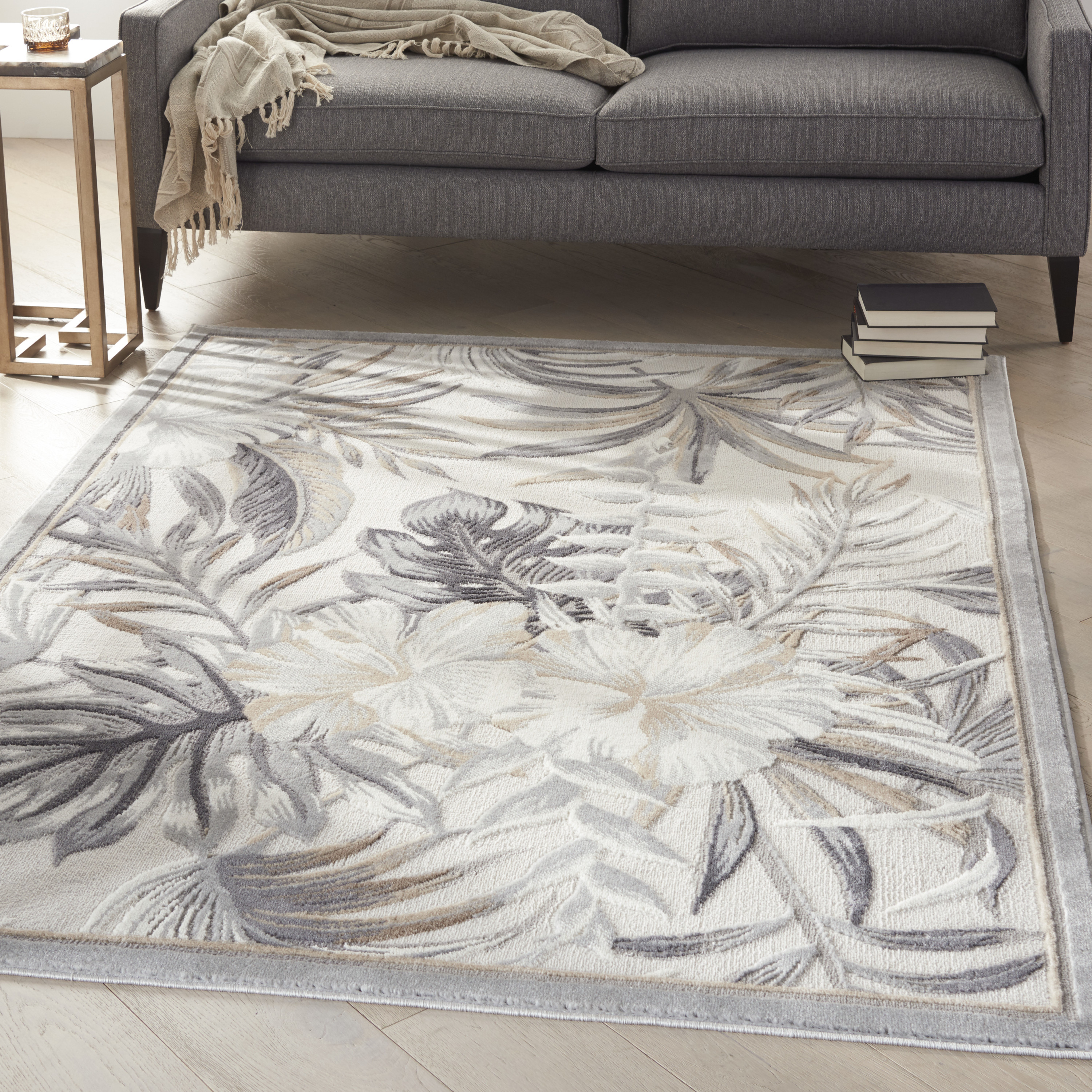 Nourison Seaside 5'3" x 7'3" Ivory Grey Tropical Indoor Rug