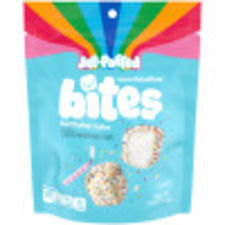 Jet-Puffed Marshmallow Bites Birthday Cake Flavored Coated Marshmallows, 4 oz Resealable Bag.
