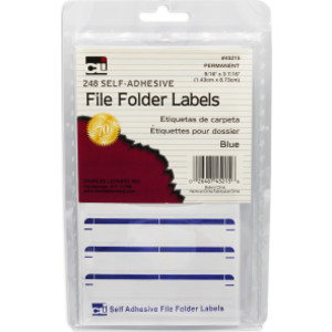File Folder Labels, Self-Adhesive, 0.56 x 3.43 Inches, Blue, 248-Count