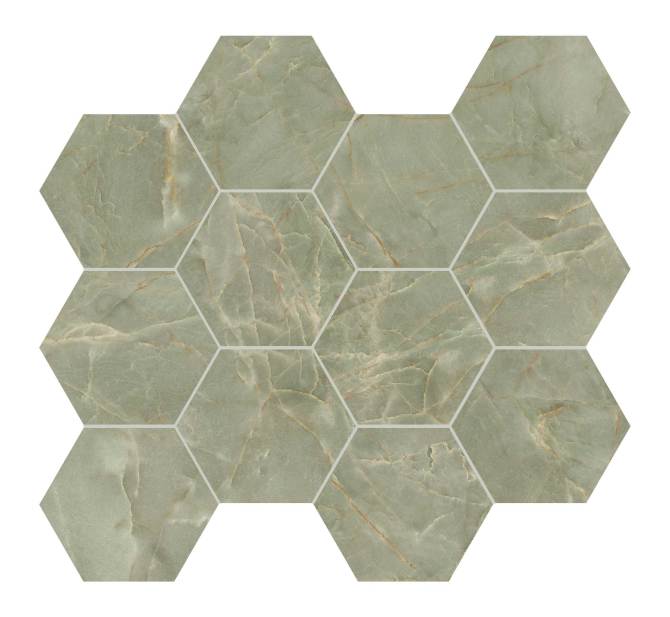 Kelby Green 11×13 Hexagon Mosaic Polished Rectified