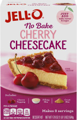 Jell-O No Bake Cherry Cheesecake Dessert Kit Cherry Topping, Filling Mix & Crust Mix, 17.8 oz Box image