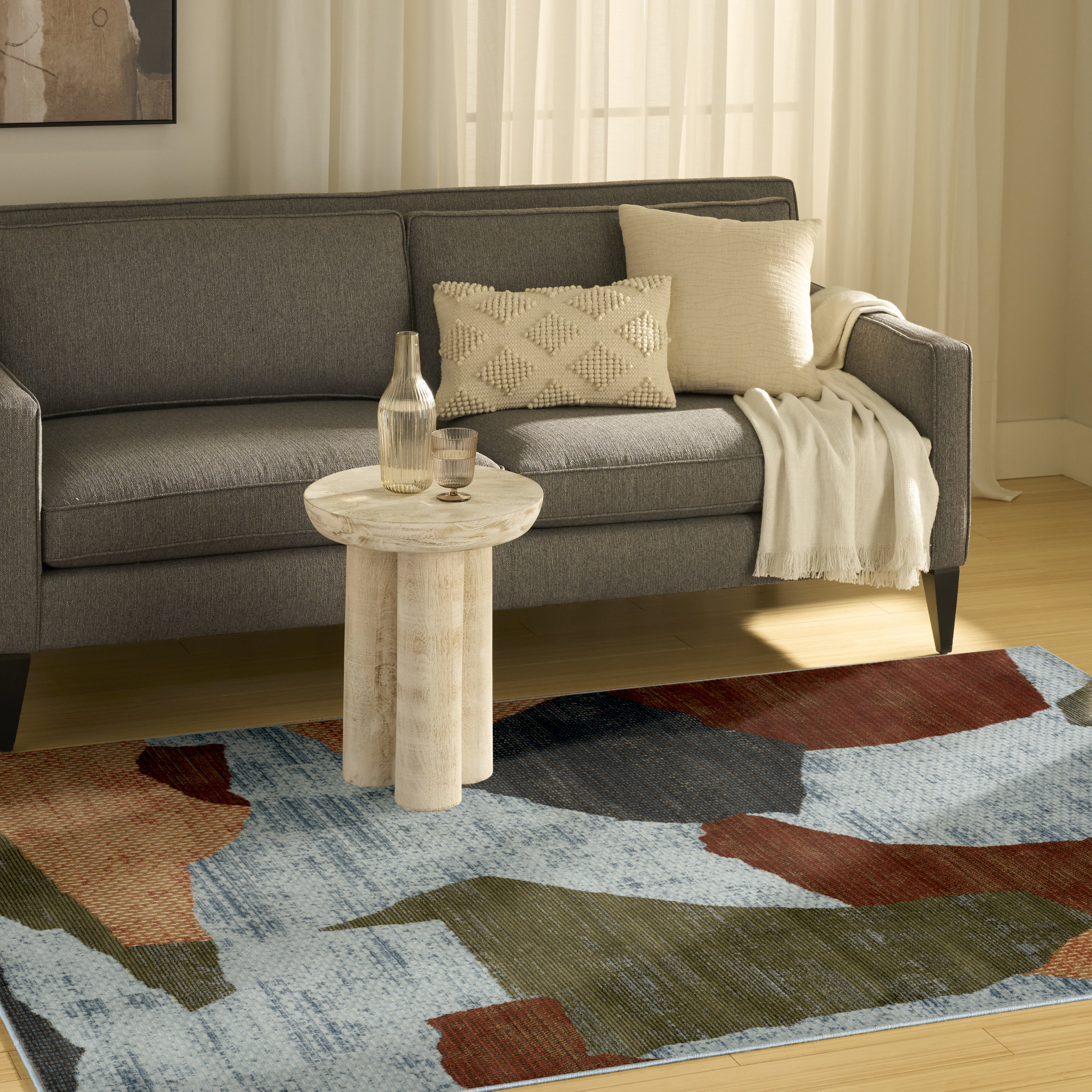 Nourison Nordic 5' x 7' Blue Multicolor Modern Indoor Rug