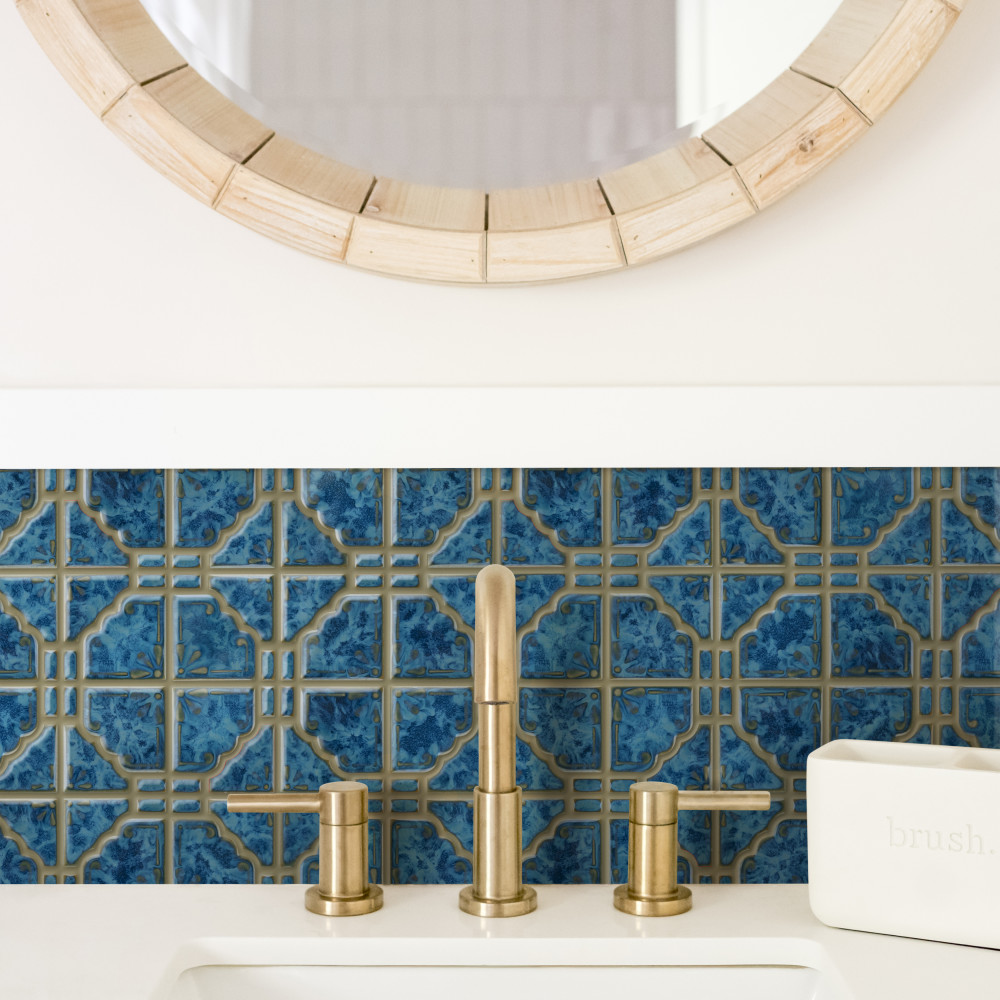 Hudson Moonbeam Pacific Blue 11-7/8 in. x 11-7/8 in. Porcelain Mosaic Tile