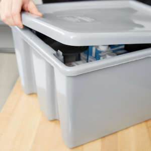 Rubbermaid Commercial, Stack and Nest Palletote Box, 1.3 Cubic Foot, Gray