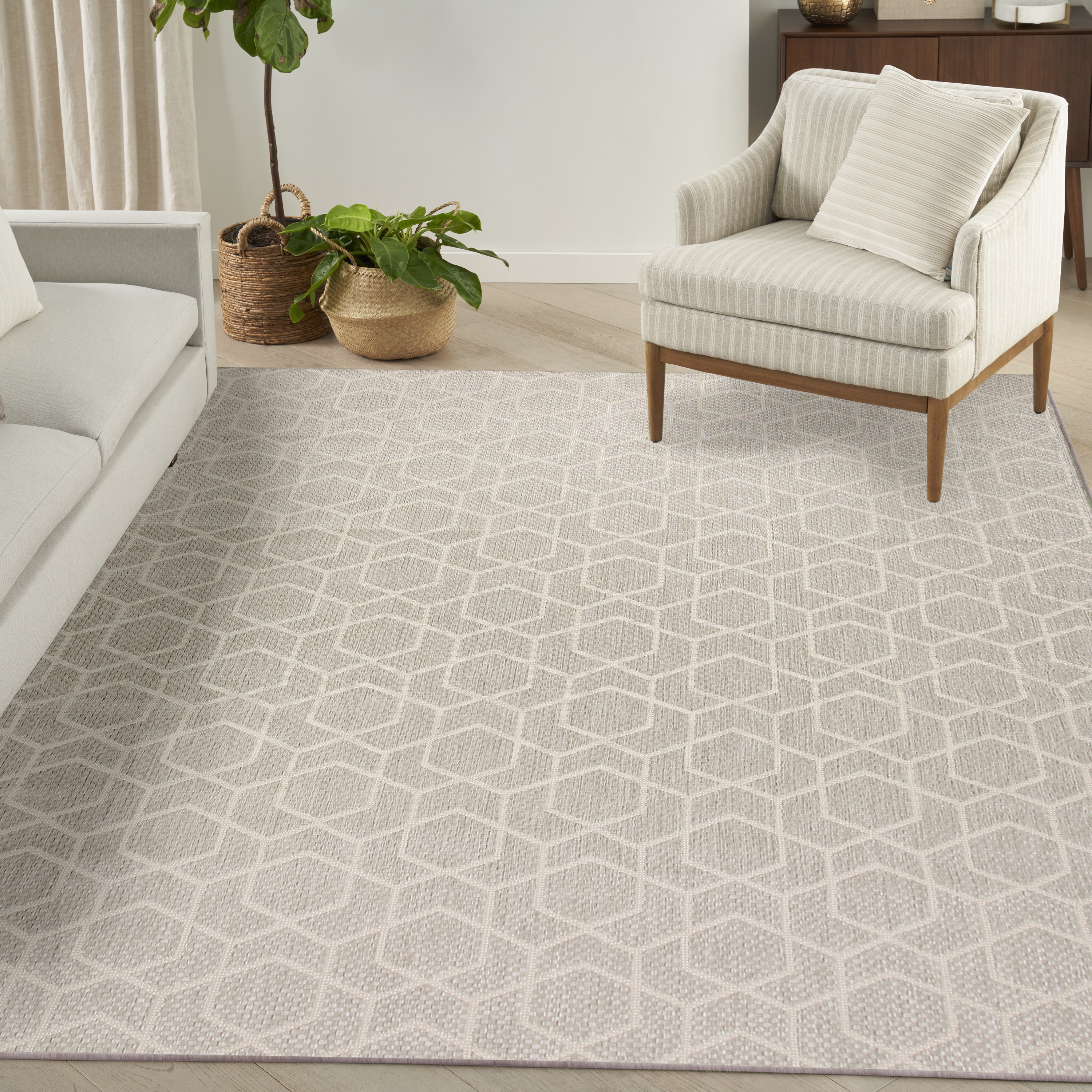 Nourison Horizon Indoor/Outdoor 10' x 14' Grey Modern Rug