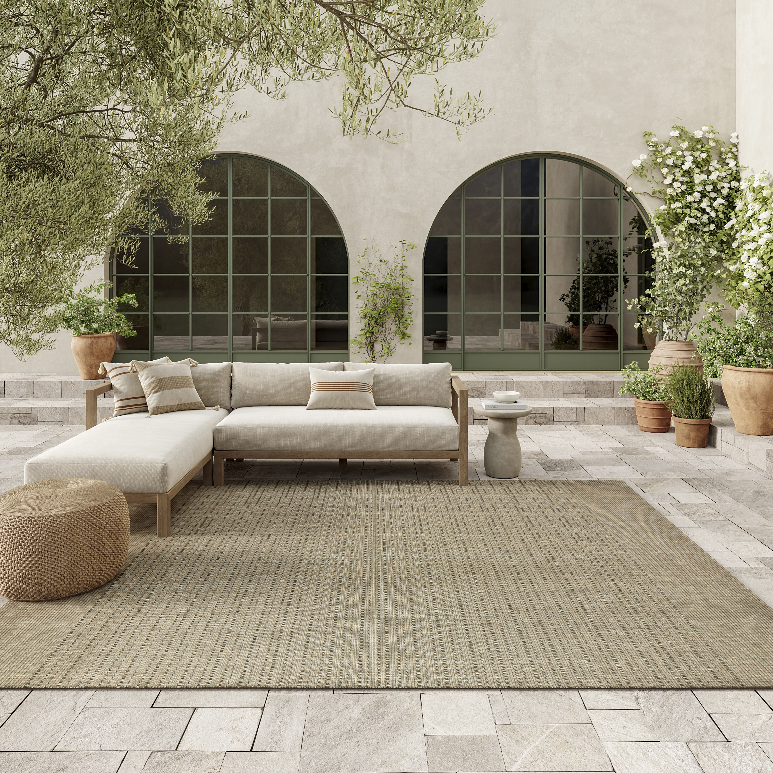 Nourison Tulum 9' x 12' Taupe Outdoor Rug