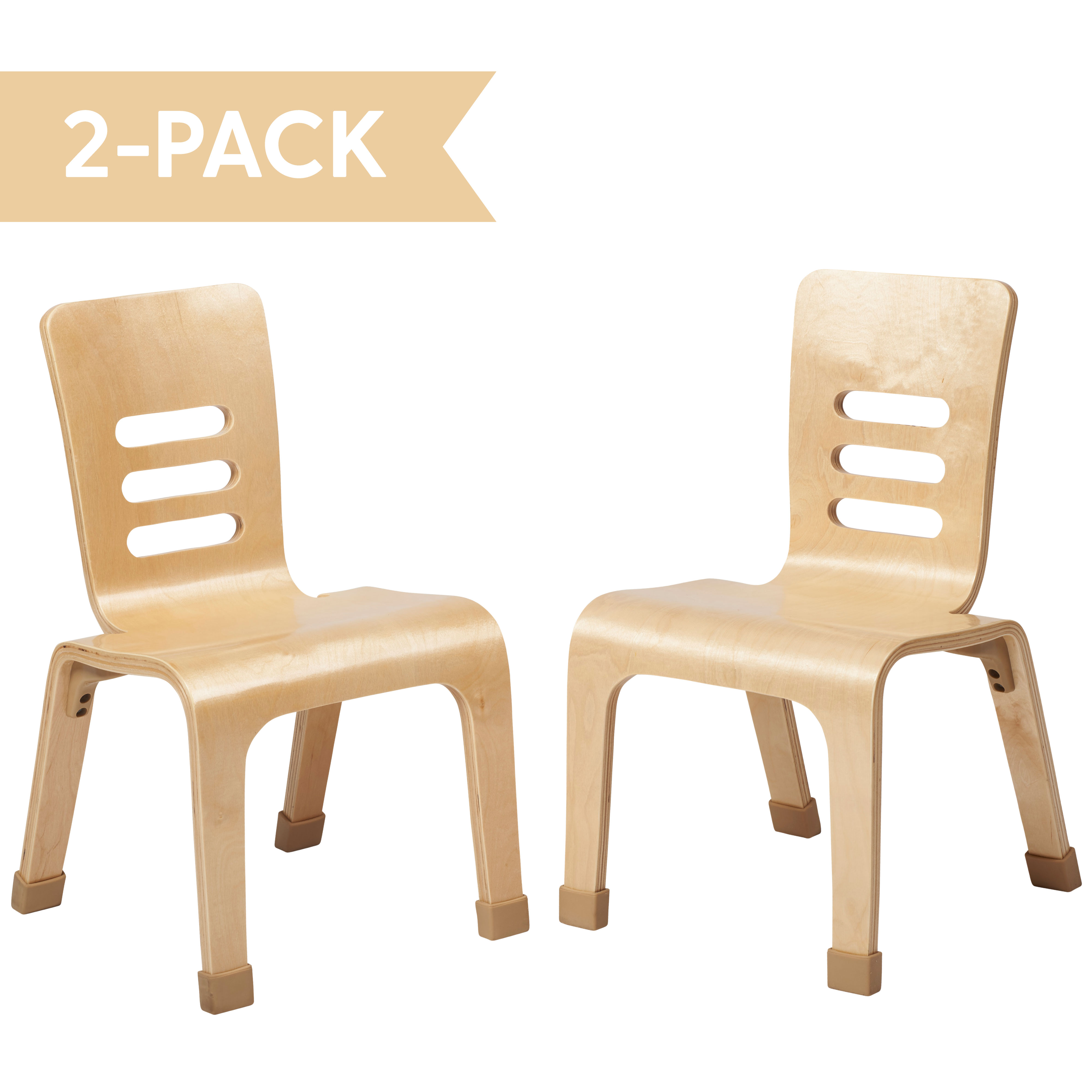 ECR4Kids 12" Bentwood School Stacking Chair for Students, Natural (2