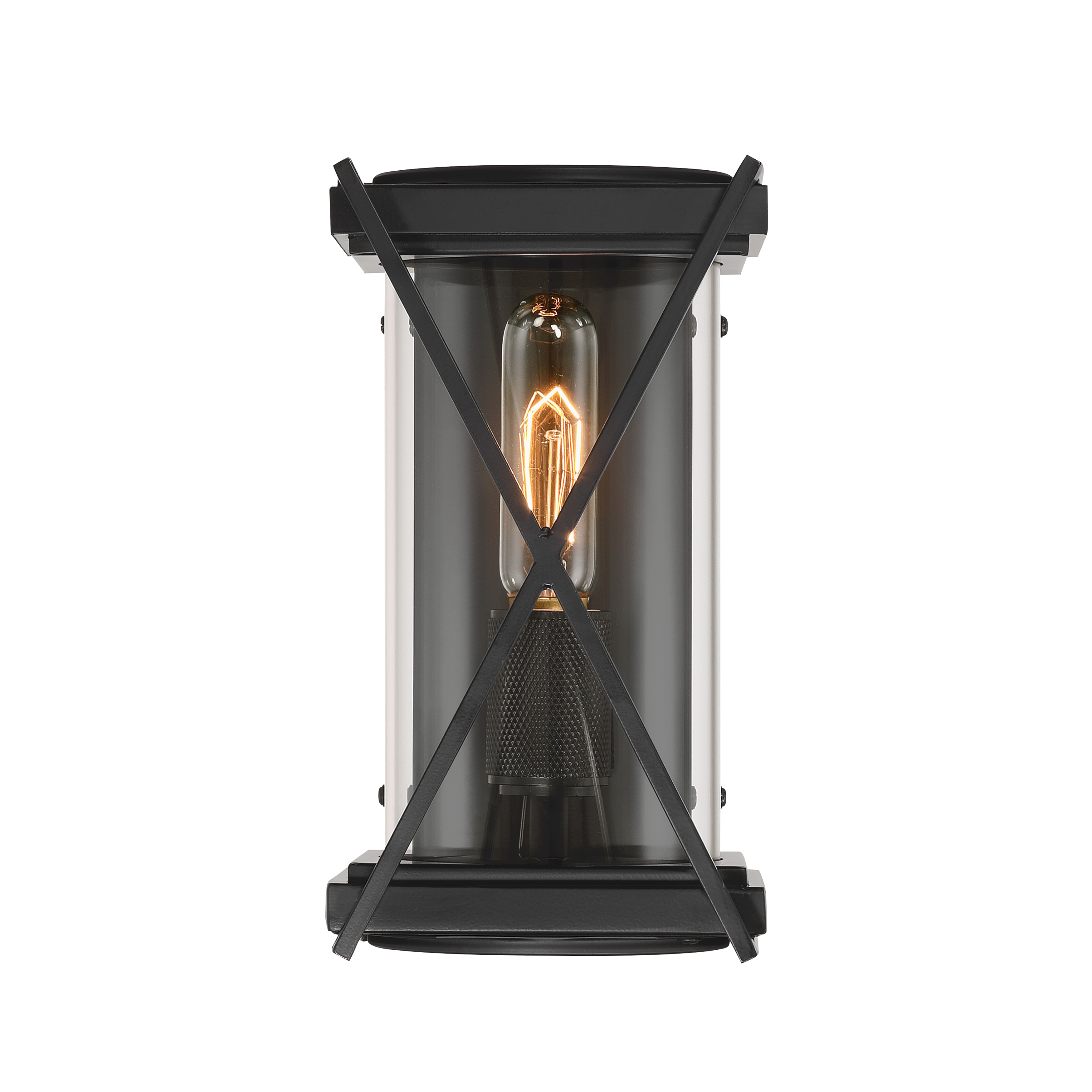 The Rockhill outdoor sconce combines modern design with practical outdoor lighting. Its compact 10.5" profile and dark matte black finish complement contemporary architecture while clear glass maximizes light output. - alternate view