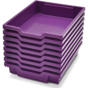 Shallow F1 Tray, Plum Purple, 12.3" x 16.8" x 3", Heavy Duty School, Industrial & Utility Bins, Pack of 8