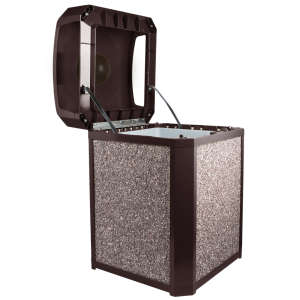 Rubbermaid Commercial, Landmark Series, Classic Container, Dome Top With Ash Tray Frame And Rigid Liner, 35 gal, Resin, Sable, Square, Receptacle