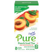 Crystal Light Pure Peach Iced Tea Powdered Drink Mix, 5 ct Pitcher Packets