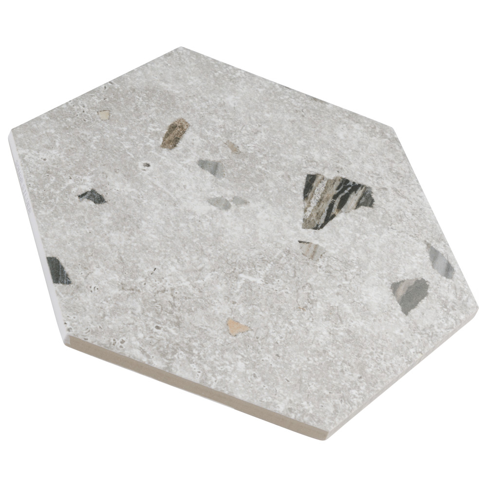 Sample – Sonar Hex Silver Porcelain Floor and Wall Tile