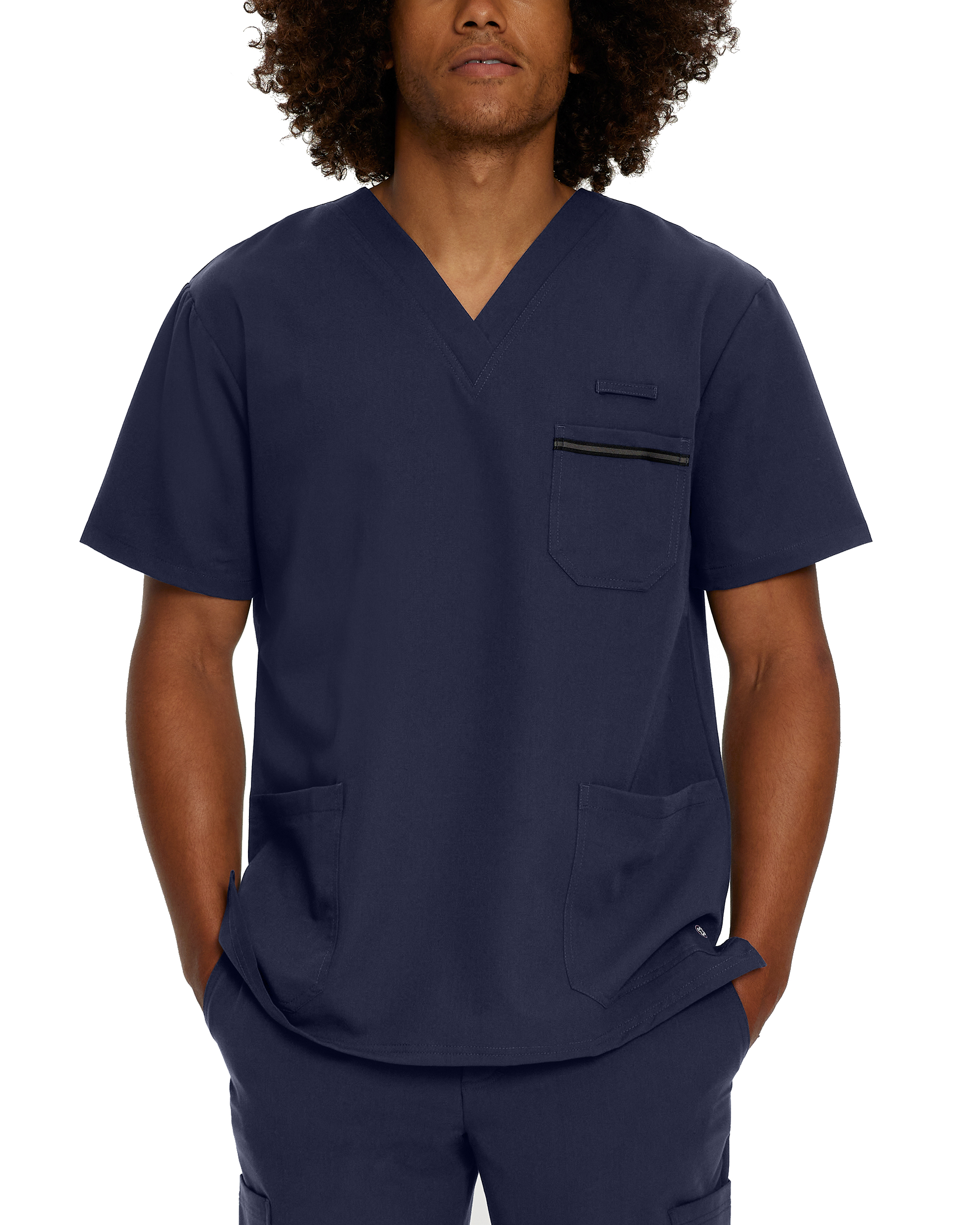 White Cross V-Tess Men‘s 3-Pocket V-Neck Scrub Top-White Cross