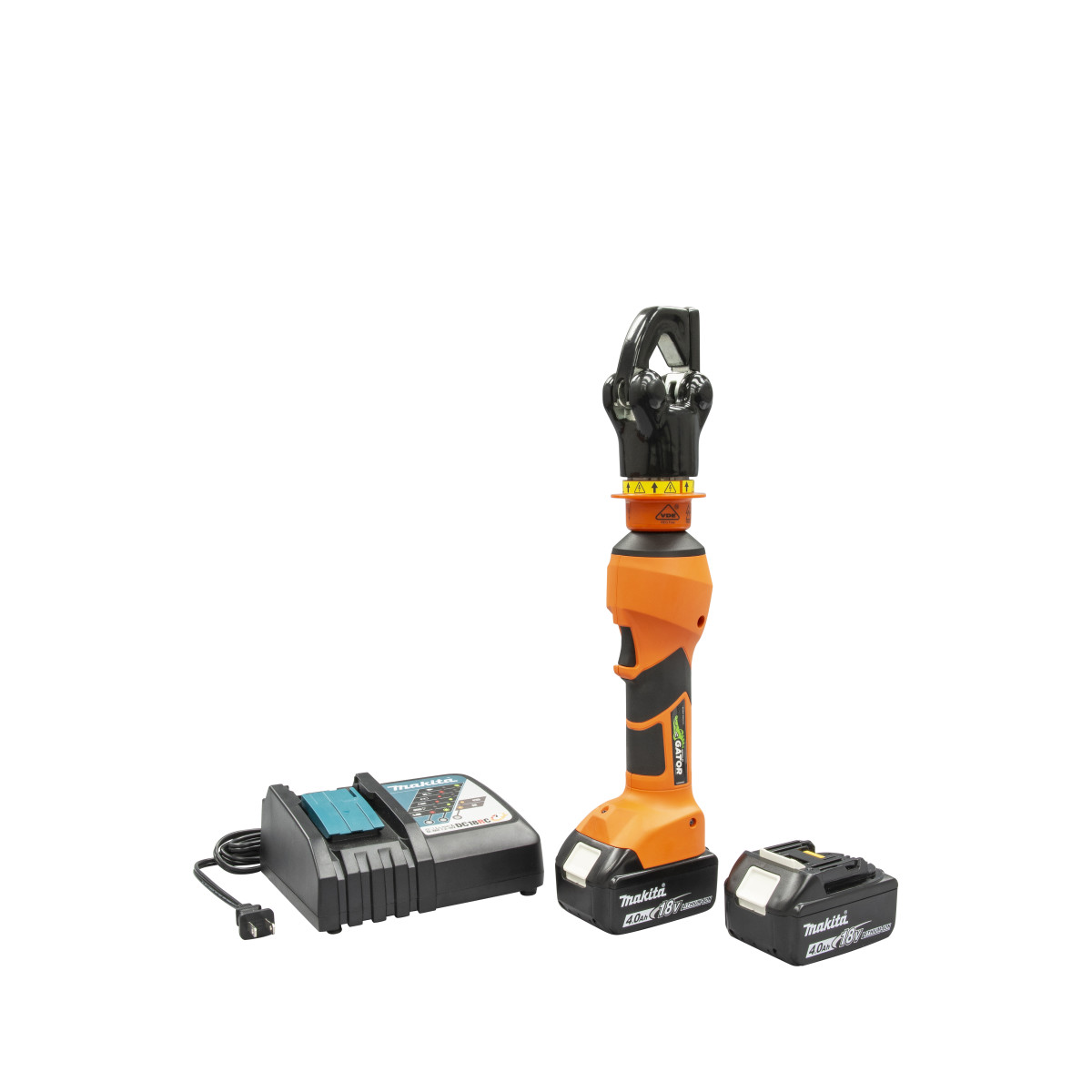 6 Ton Insulated Crimper with 6ID Head and 120V Battery. 1000v Insulation. Brush guarded head - helps avoid accidental contact with conductors. Tri-insulation barrier - Provides three (3) layers of protection (Patent Pending). 360° Rotating head  - For improved agility in confined work spaces. Double -tap safety feature option -Prevents unintentional operation. Bluetooth® communication