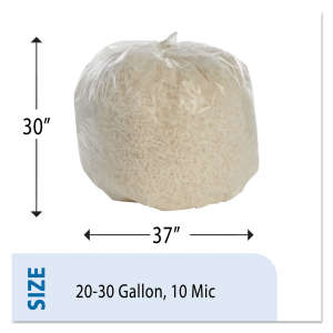 NSN8105015574972, AbilityOne®, SKILCRAFT HDPE Liner, 30 gal Capacity, 30 in Wide, 37 in High, 10 Microns Thick, Natural