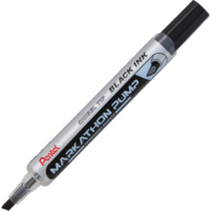 Markathon Pump Permanent Marker, Chisel Tip, Black Ink, 1 Dozen