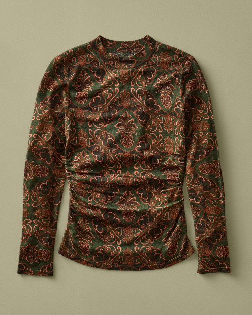 Barbour FARM Rio Luana Long-Sleeved Knitted Top Pineapple Print