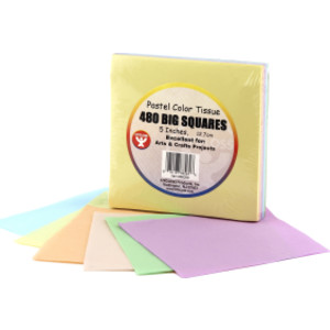 Tissue Squares, 5", Pastel Colors, Pack of 480