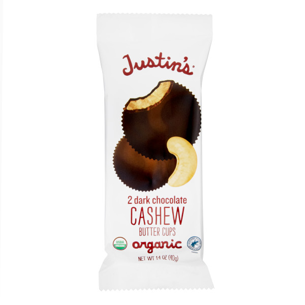 JUSTIN'S (r) Dark Chocolate Cashew Butter Cup Stand Up Caddy . C1CB - Front Center Inner Pack (Hi Res)