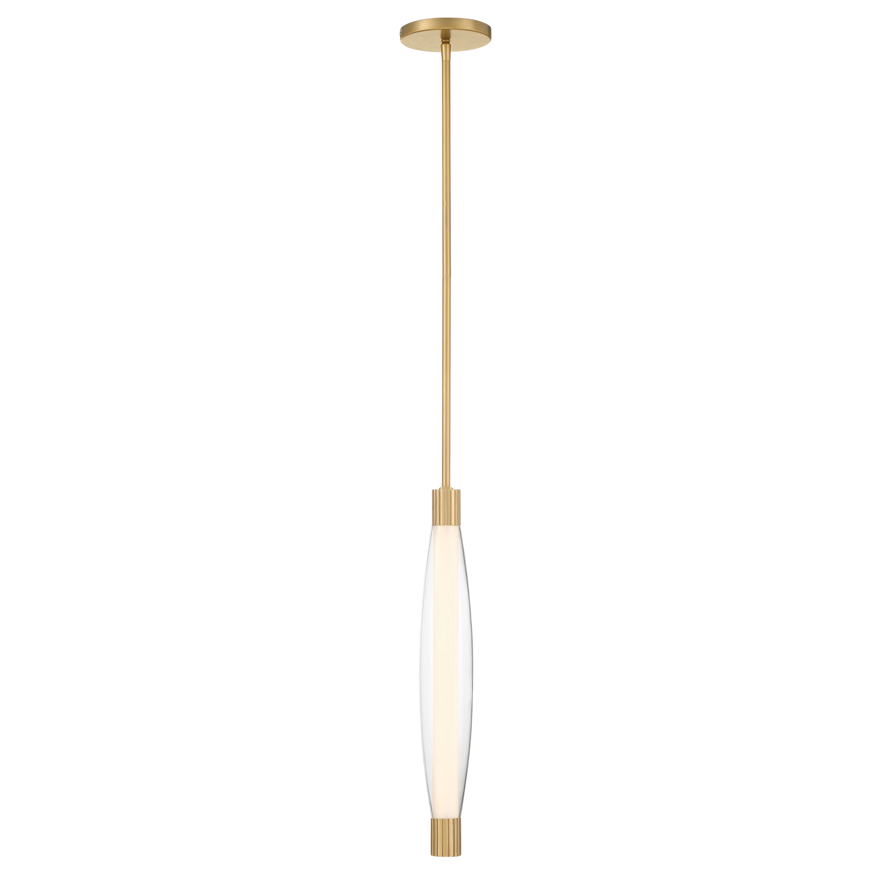 The Verto 3" LED Pendant combines modern minimalism with warm brass tones. Its compact 3-inch diameter makes it ideal for multiples over islands or in tight spaces like hallways and closets. High CRI and integrated LED deliver quality light. - alternate view